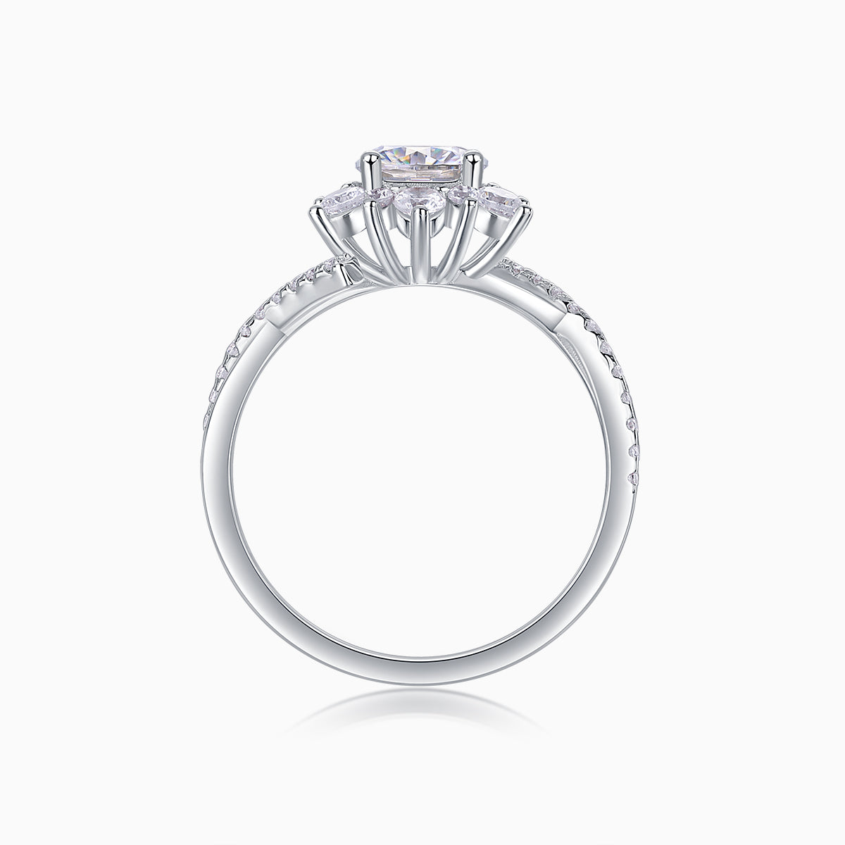 Petite Twist  Round Moissanite Engagement Ring - Ceerom