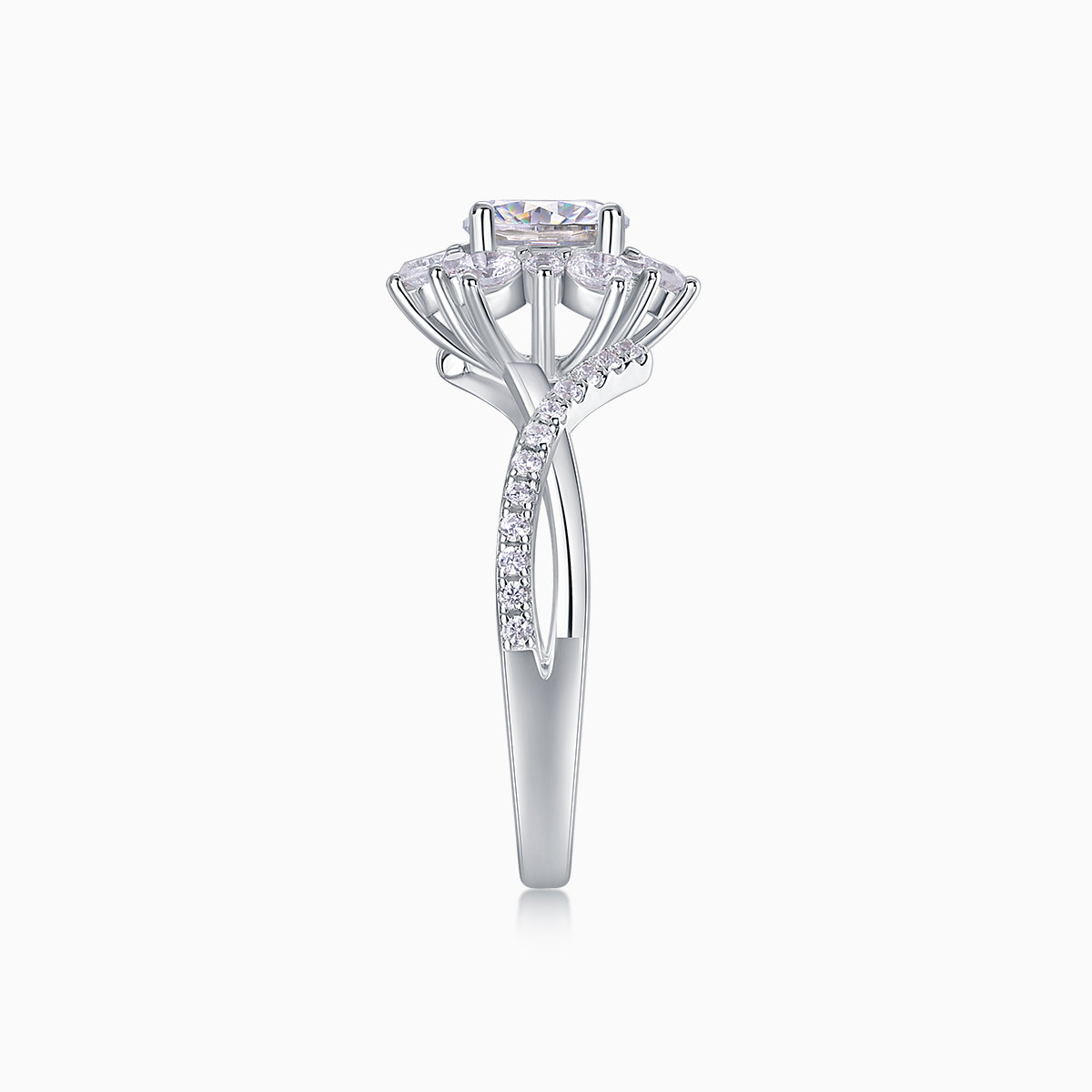 Petite Twist  Round Moissanite Engagement Ring - Ceerom