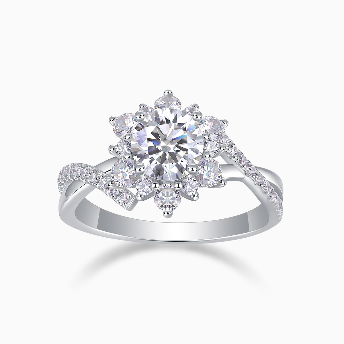 Petite Twist  Round Moissanite Engagement Ring - Ceerom