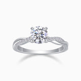 Round Cut Moissanite Pave Wedding Ring