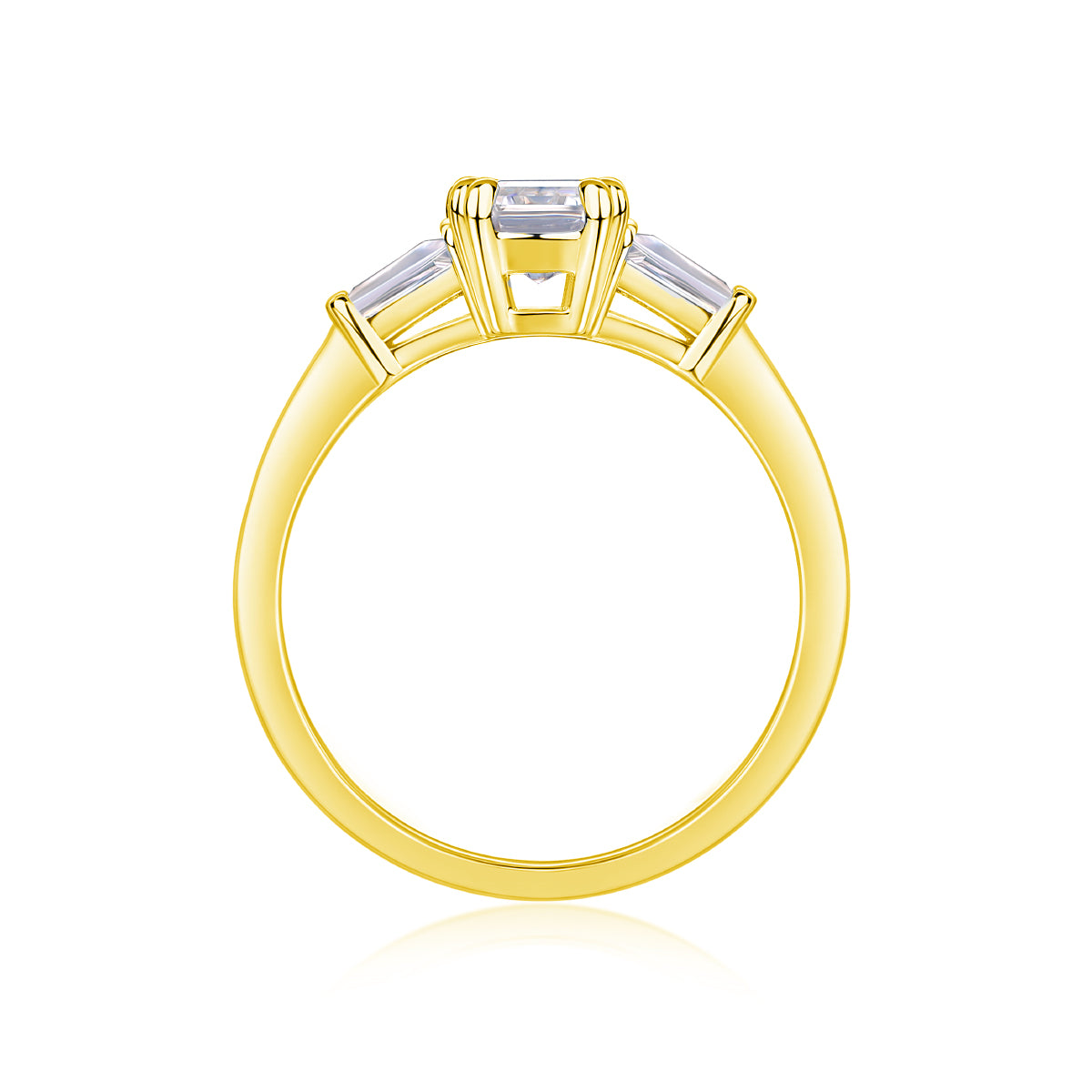 Three Stone Emerald Cut Moissanite Ring - Ceerom