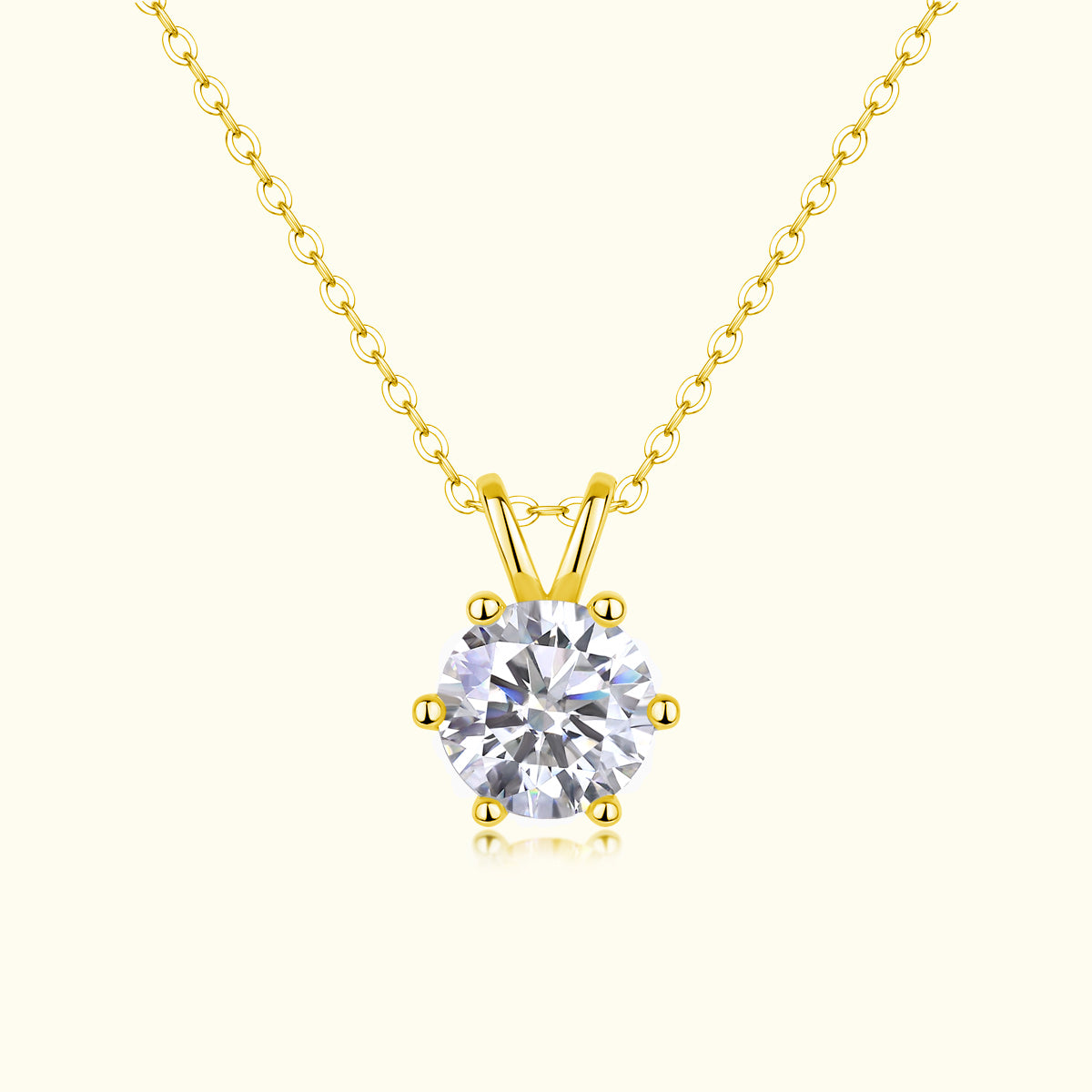 Round Cut Solitaire Pendant Necklace - Ceerom