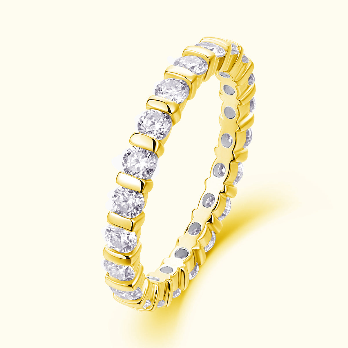 Round Cut Moissanite Engagement Band Ring - Ceerom