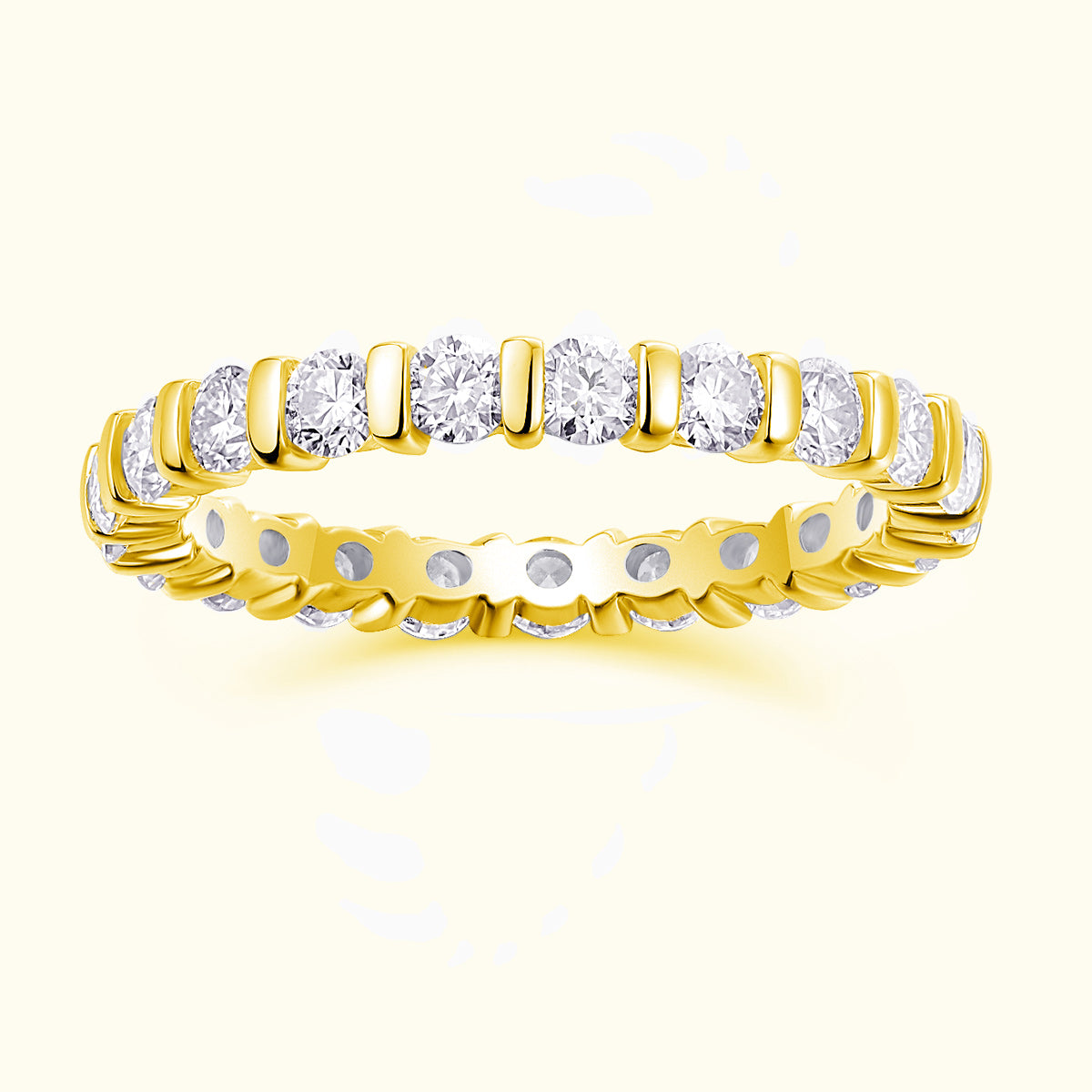 Round Cut Moissanite Engagement Band Ring - Ceerom