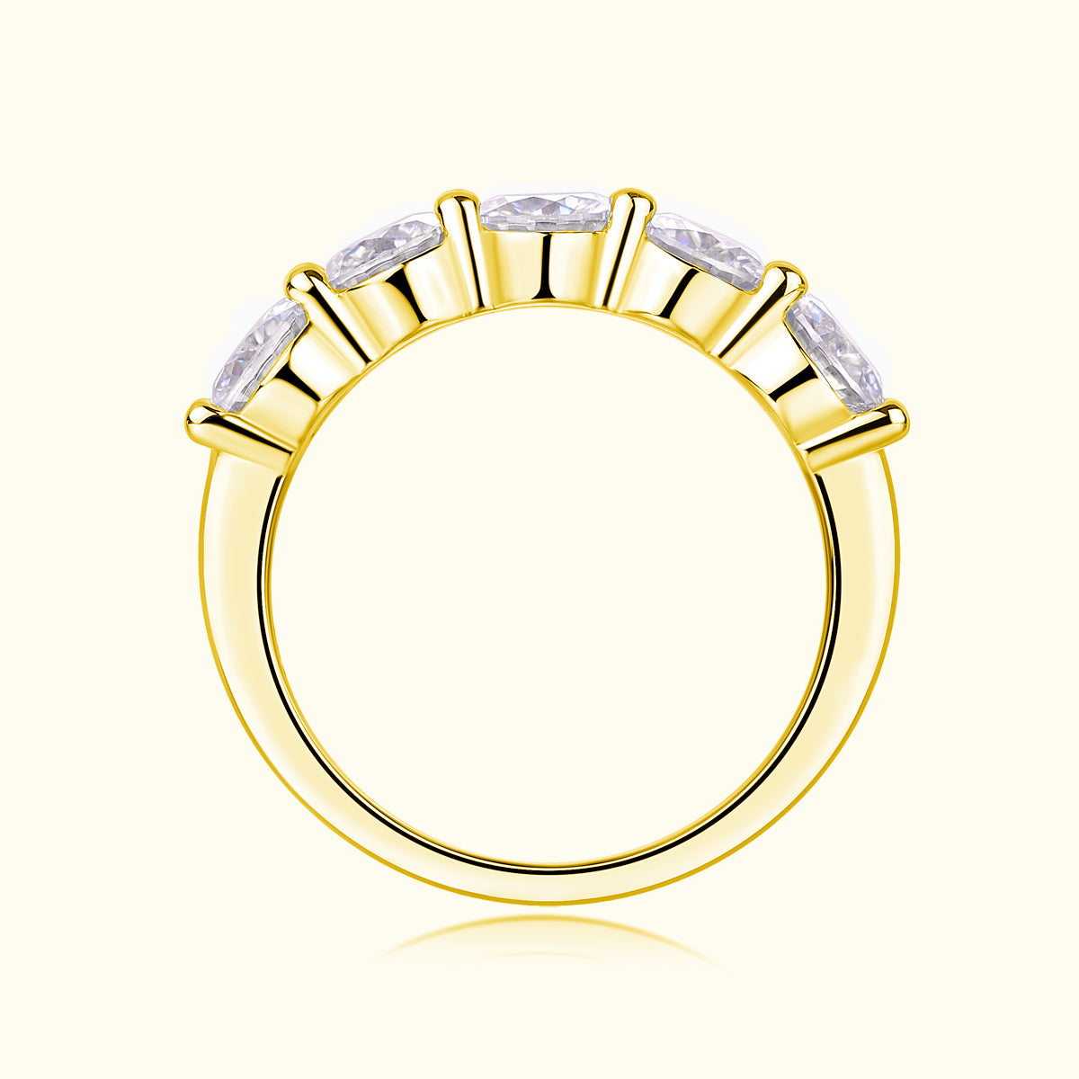 5 Stone Moissanite Wedding Band Ring - Ceerom