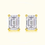 Emerald Cut Moissanite Stud Earrings
