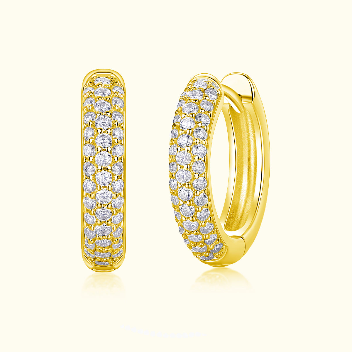 Three Row Moissanite Pave Hoop Earrings - Ceerom