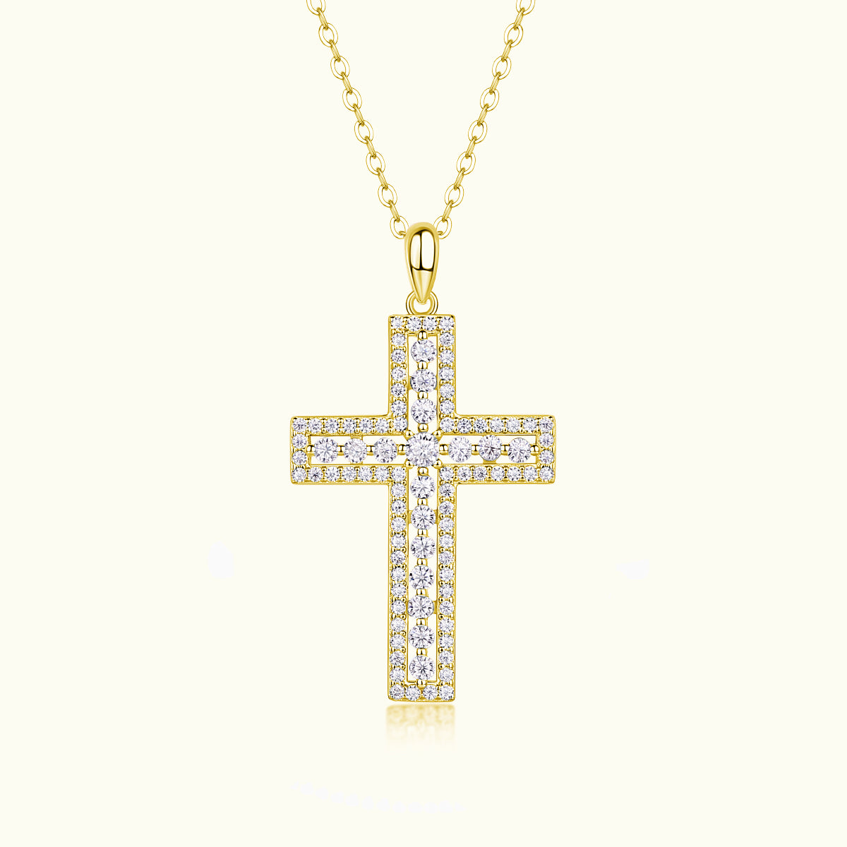 Round Moissanite Cross Pendant Necklace - Ceerom