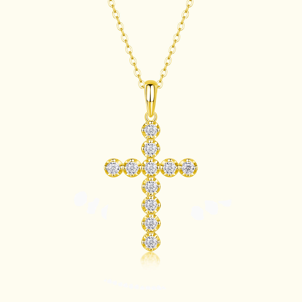 Round Moissanite Cross Pendant Necklace - Ceerom