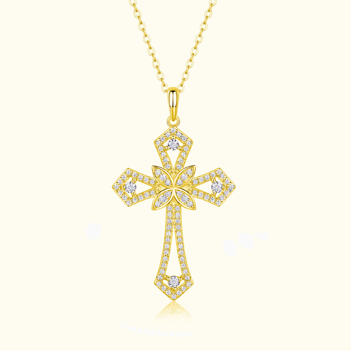 Moissanite Cross Pendant  Wedding Necklace - Ceerom