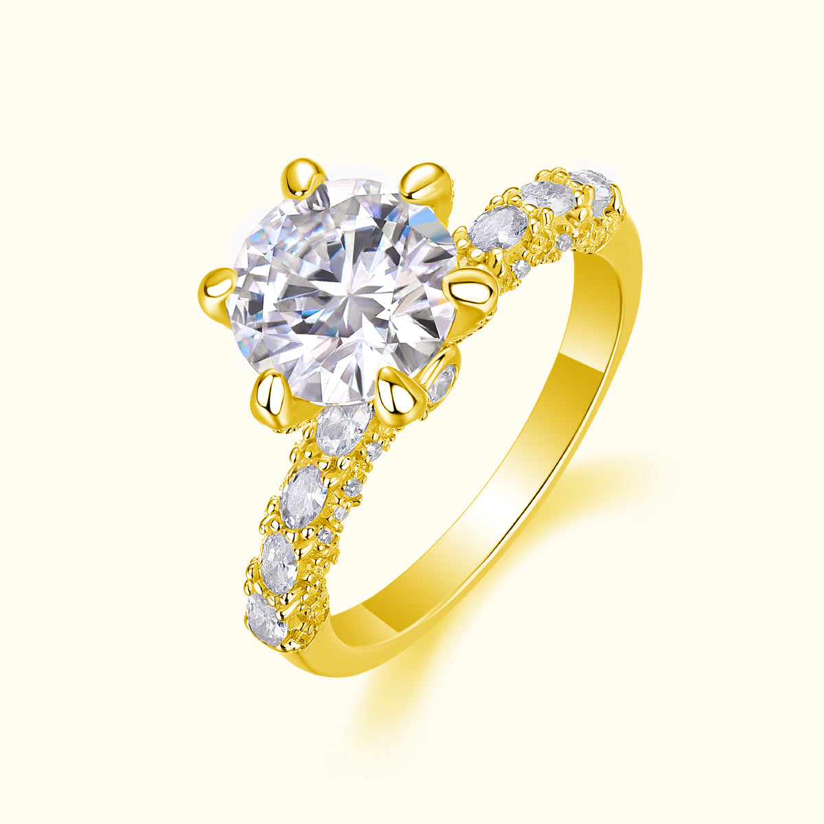 Pave Six Claw Round Moissanite  Ring - Ceerom