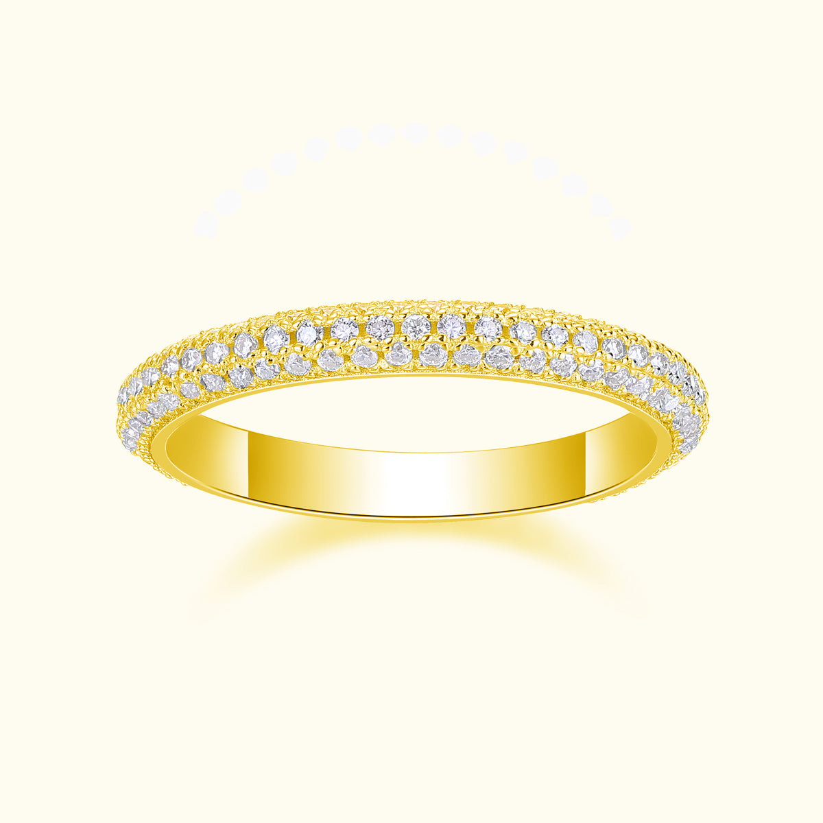 Round Moissanite Pave Wedding Band Ring - Ceerom