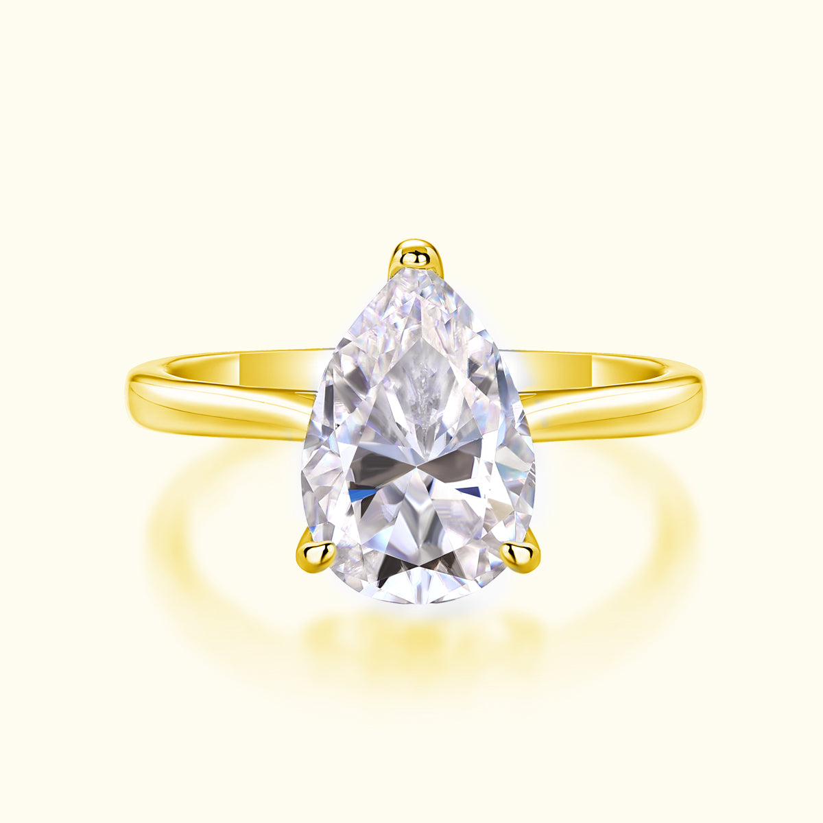 4.0ct Pear Shaped Moissanite Solitaire Ring - Ceerom