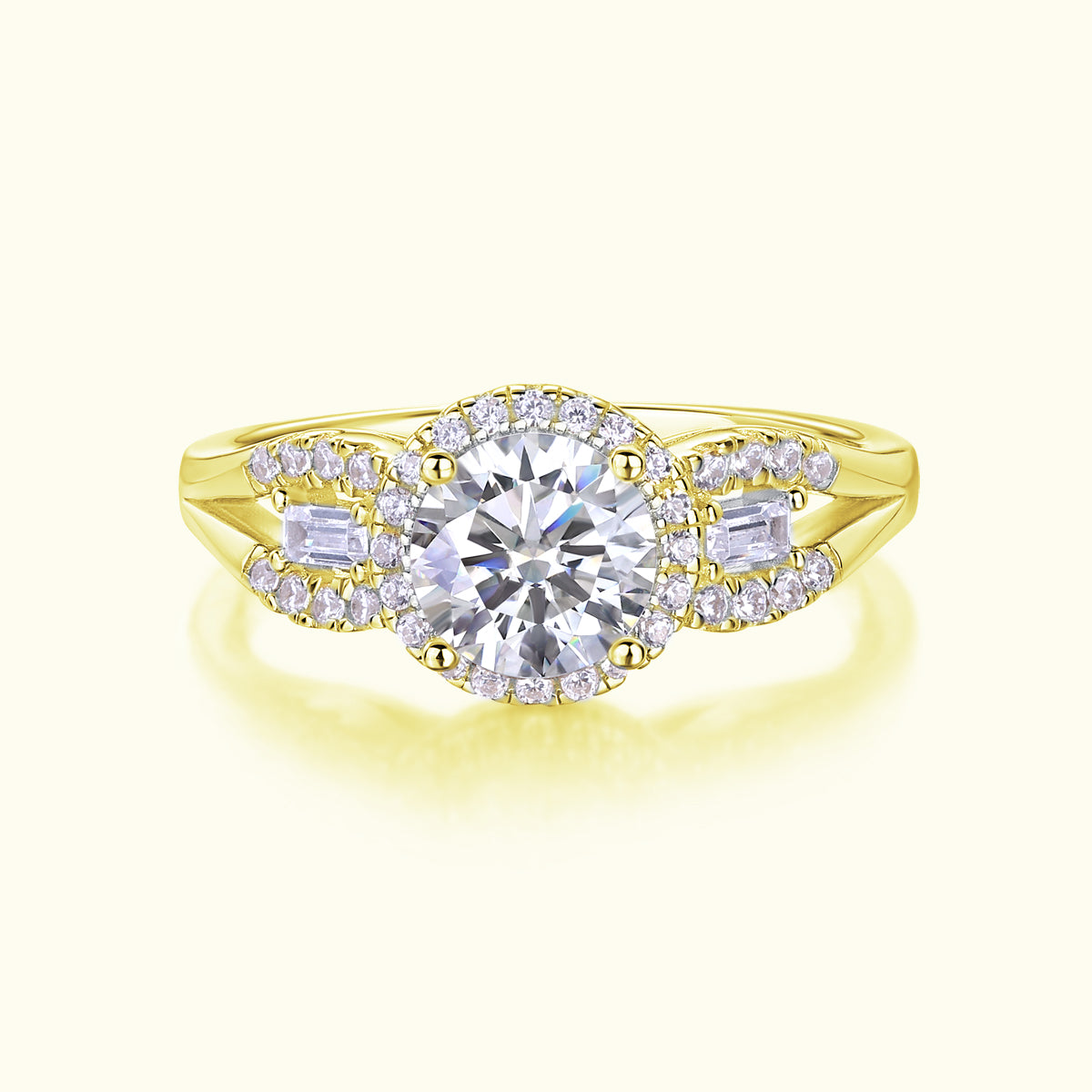 Halo Round Cut Moissanite Engagement Ring - Ceerom