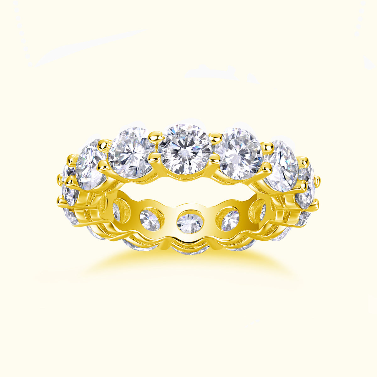 Round Cut Moissanite Pave Wedding Band Ring - Ceerom