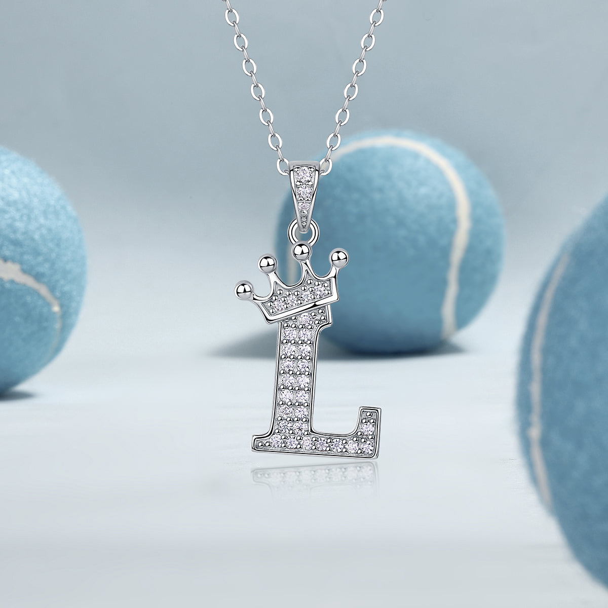 Crown 26 English Letters Full Moissanite Pendant Necklace Free choice - Ceerom