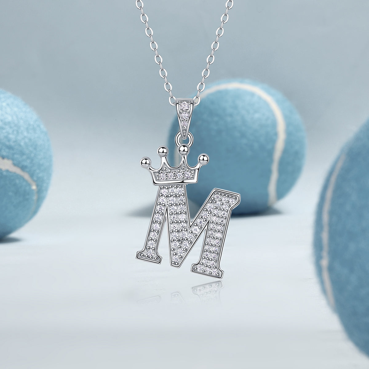 Crown 26 English Letters Full Moissanite Pendant Necklace Free choice - Ceerom