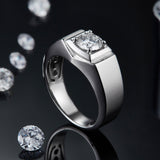 Round Moissanite Solitaire Men's Ring