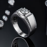 Round Moissanite Wedding Men's Ring