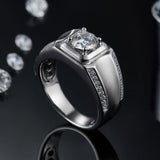 Men's Round Moissanite Vintage Engagement Ring