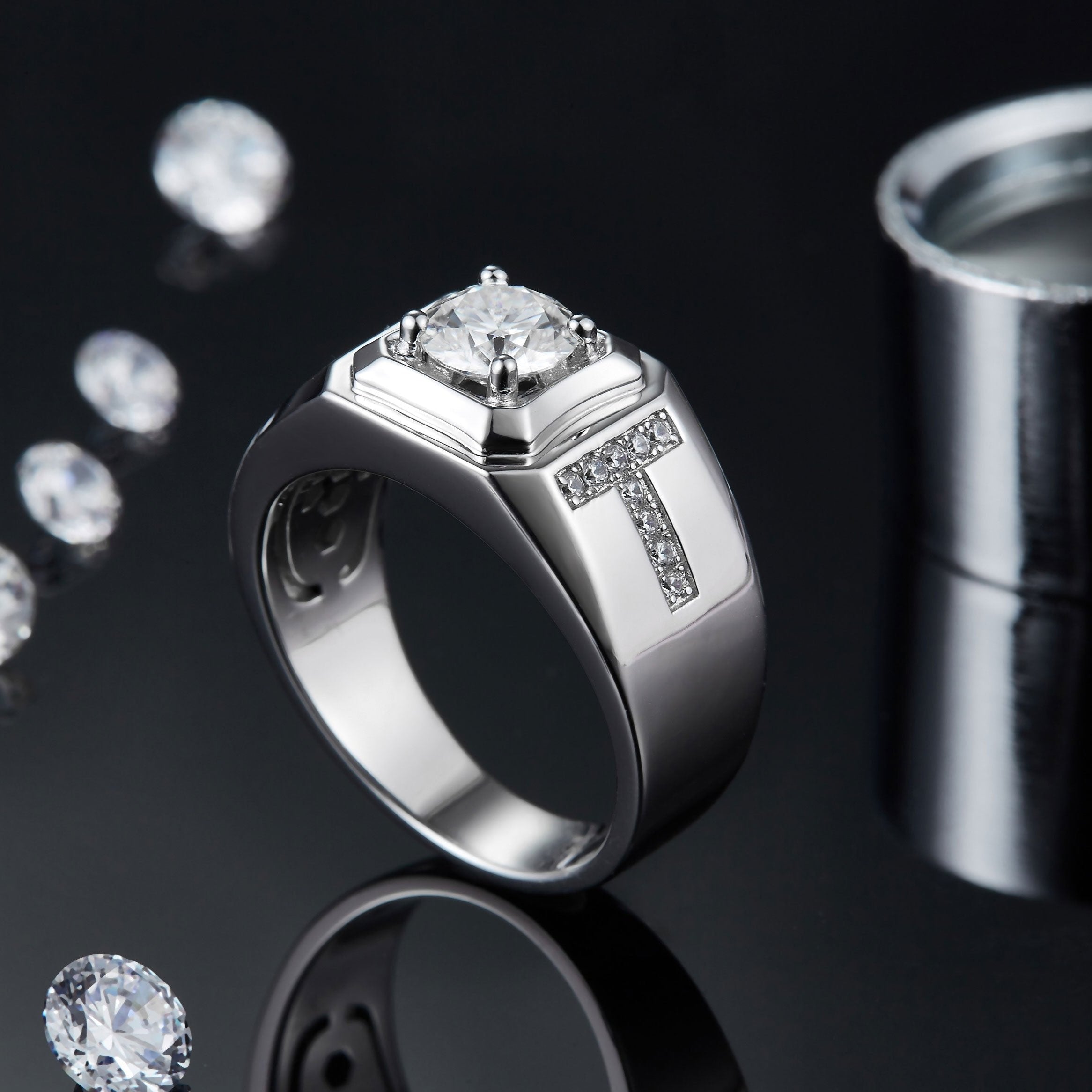 Men's Moissanite Wedding Band Ring - Ceerom