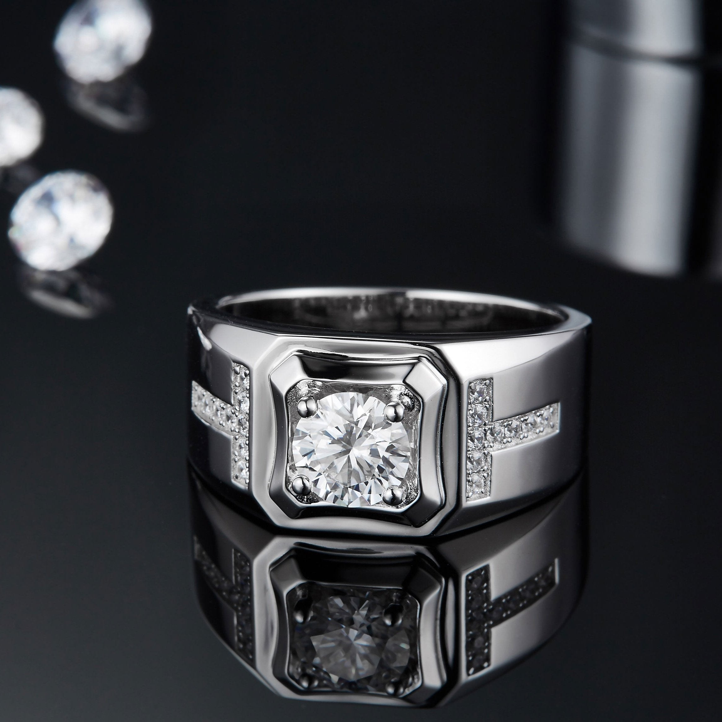 Men's Moissanite Wedding Band Ring - Ceerom