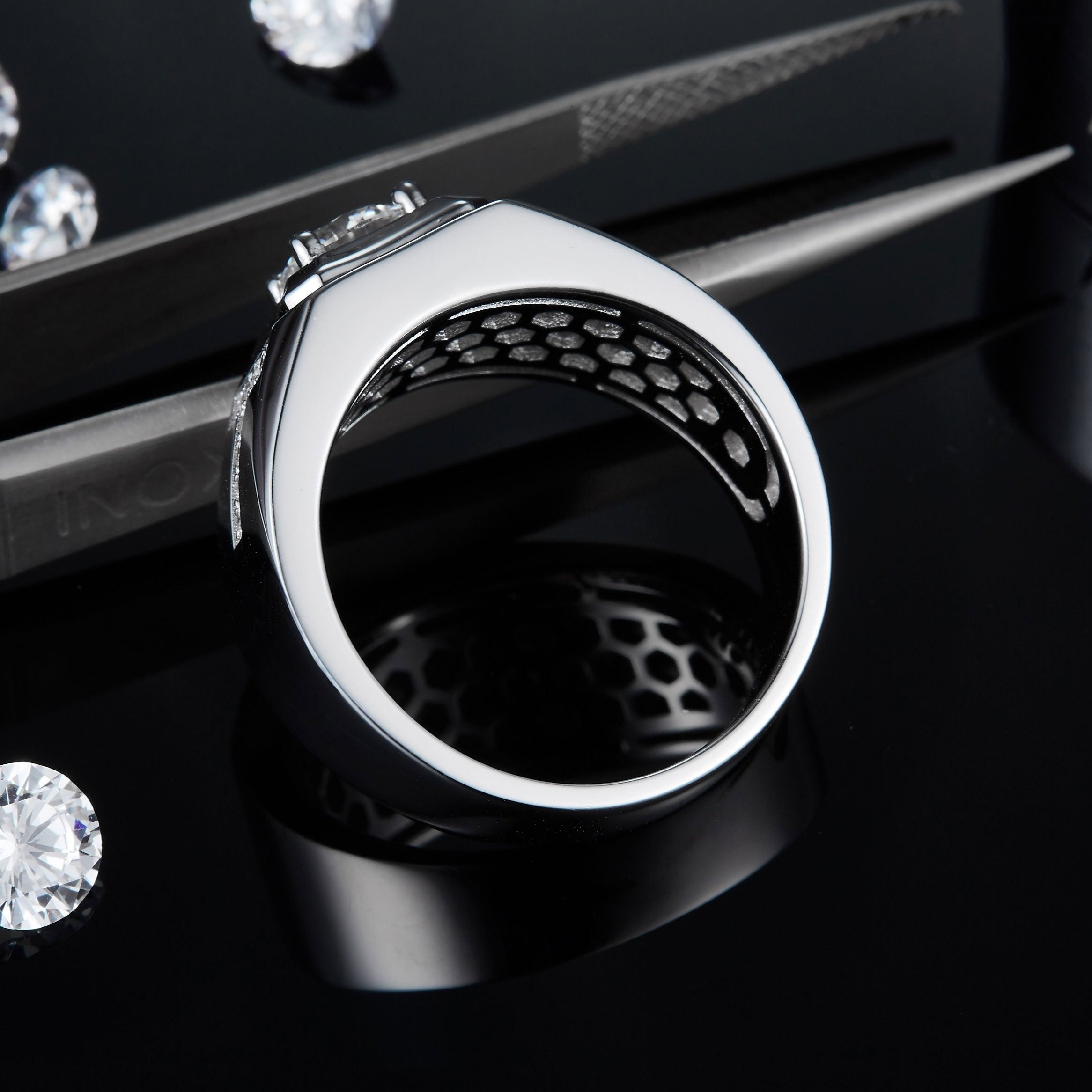 Men's Moissanite Wedding Band Ring - Ceerom