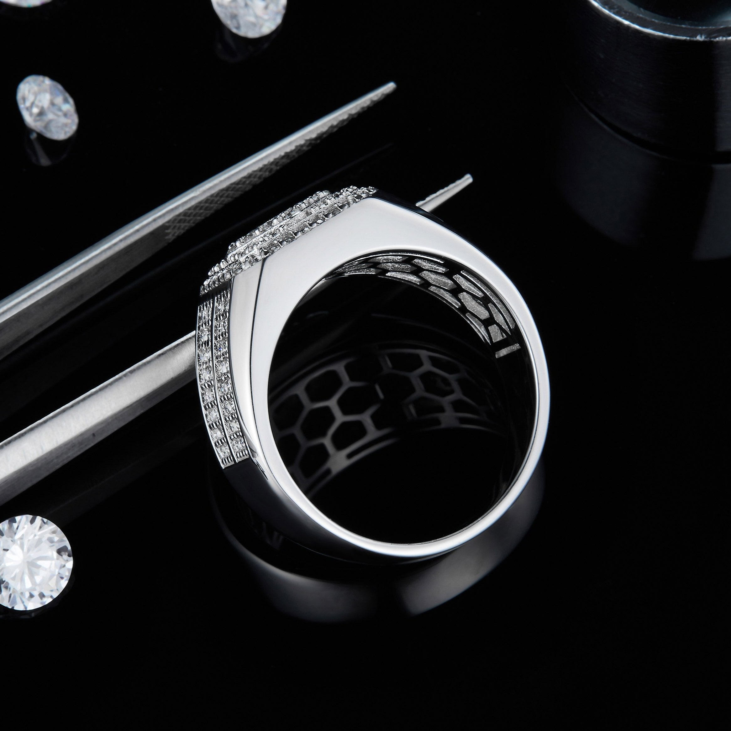 Men's Pave Moissanite Hip Pop Ring - Ceerom