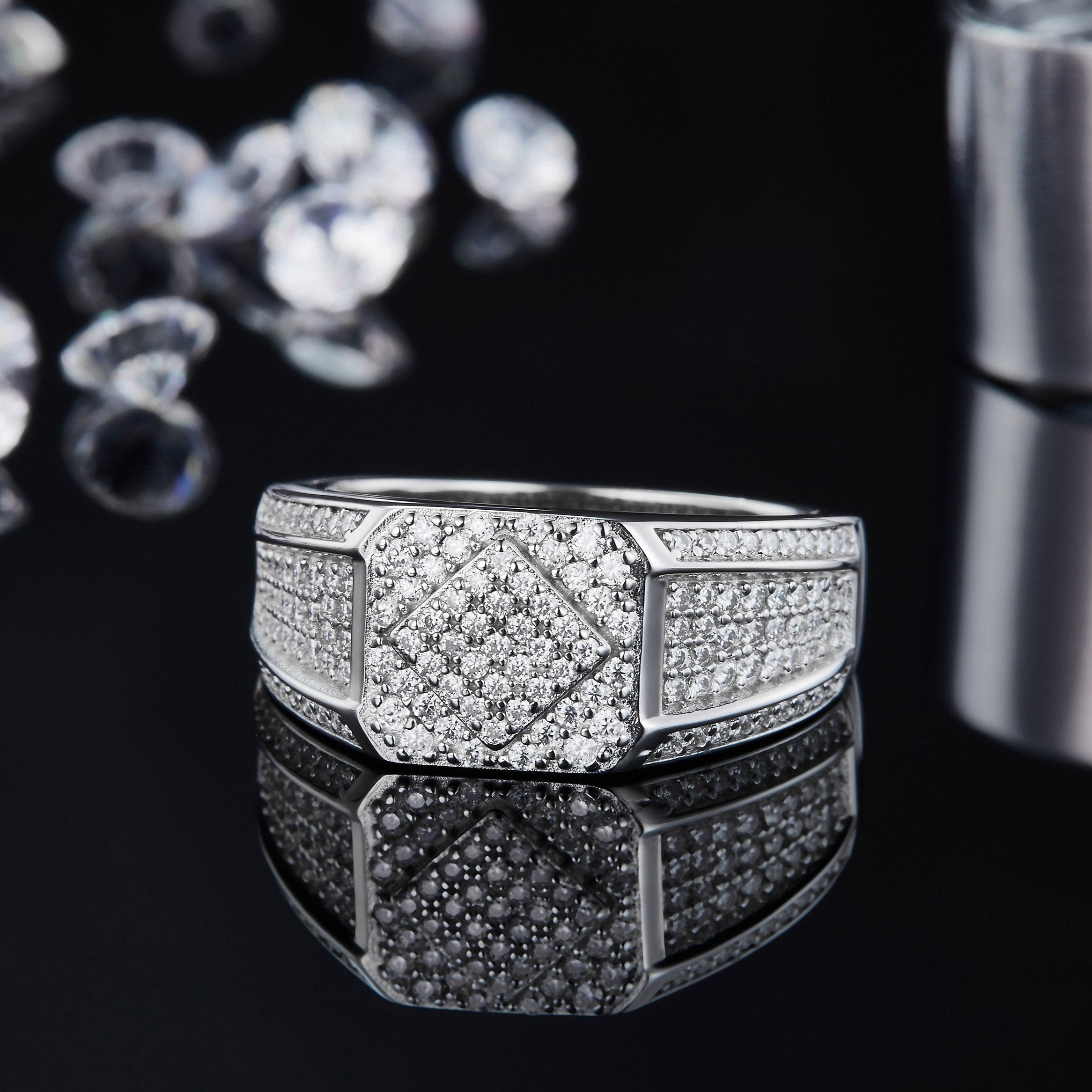 Men's Pave Moissanite Wedding Ring - Ceerom