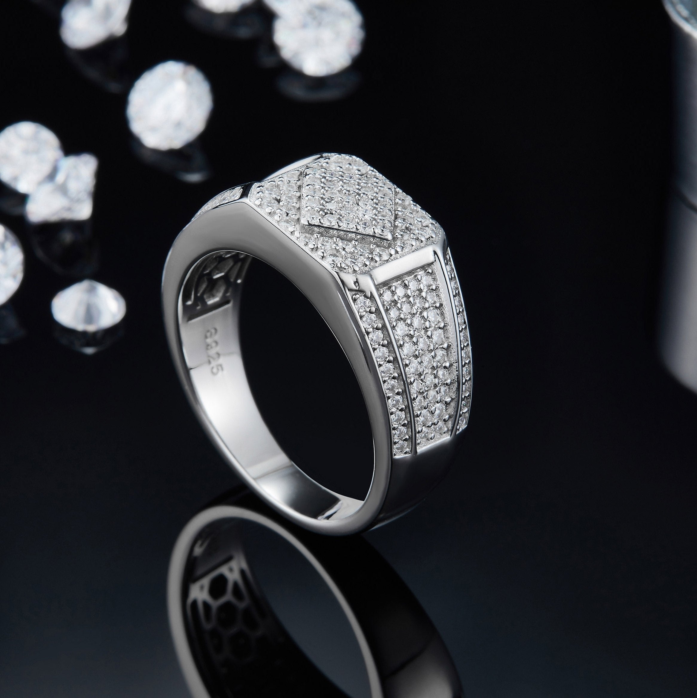 Men's Pave Moissanite Wedding Ring - Ceerom