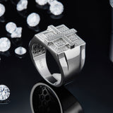 Men's Moissanite Cross Band Ring