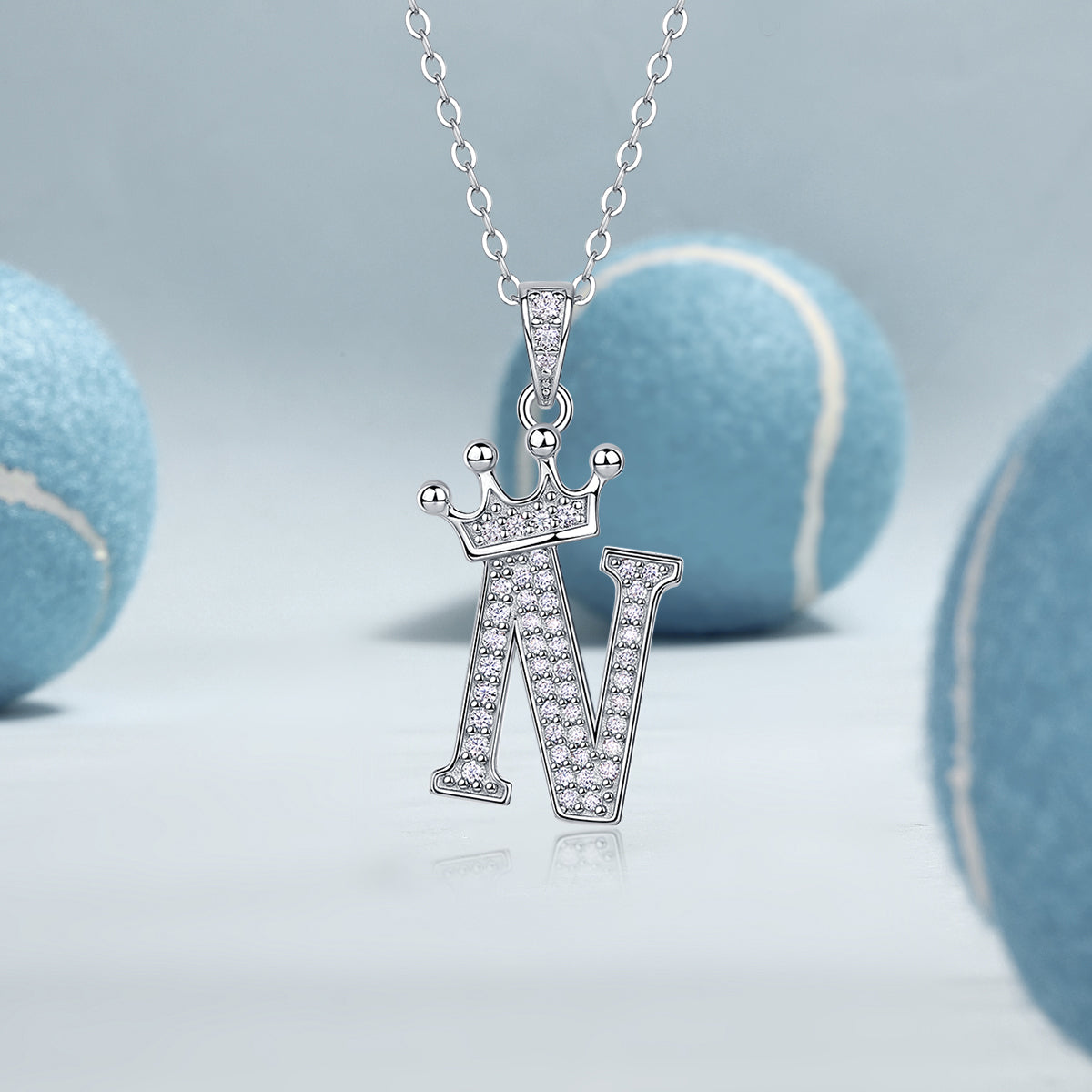 Crown 26 English Letters Full Moissanite Pendant Necklace Free choice - Ceerom