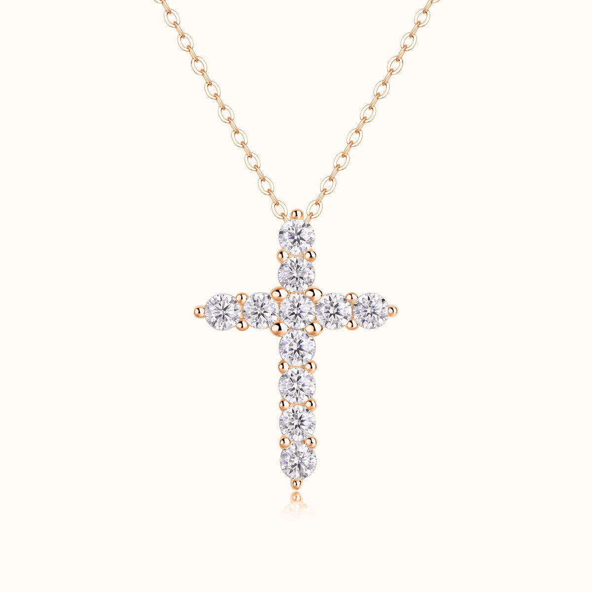 Round Cut  Moissanite Cross Pendant Necklace - Ceerom