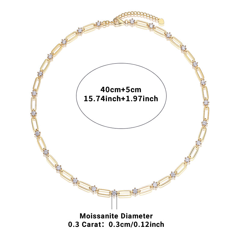 Moissanite Pave Rectangle Link Chain Necklace - Ceerom