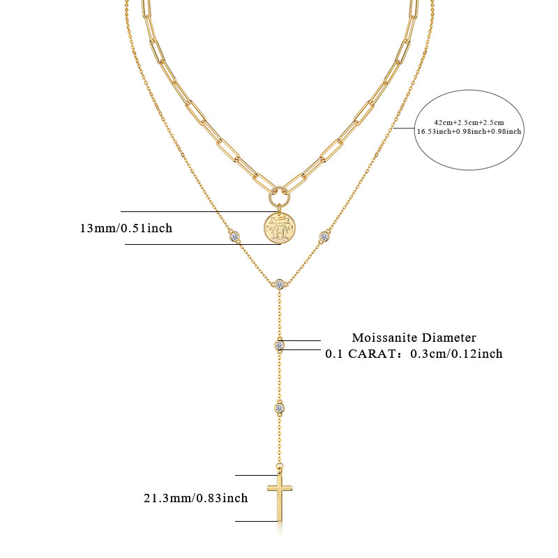 Moissanite Cross and Cion Necklace Set - Ceerom