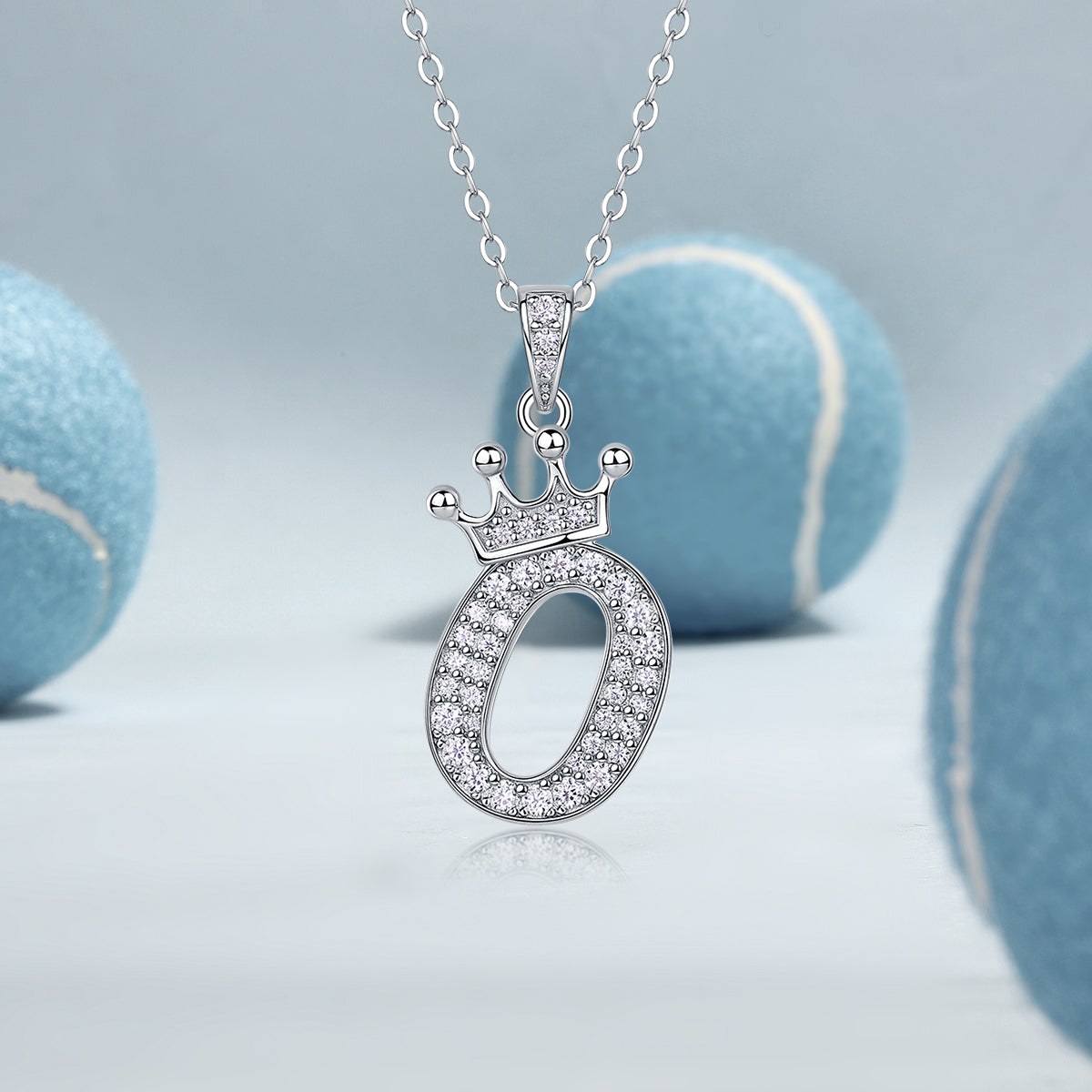 Crown 26 English Letters Full Moissanite Pendant Necklace Free choice - Ceerom