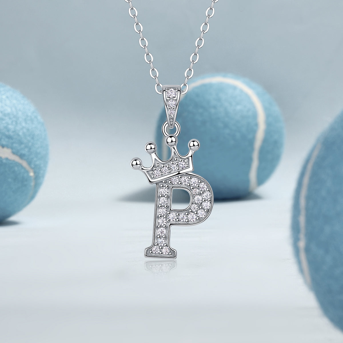 Crown 26 English Letters Full Moissanite Pendant Necklace Free choice - Ceerom