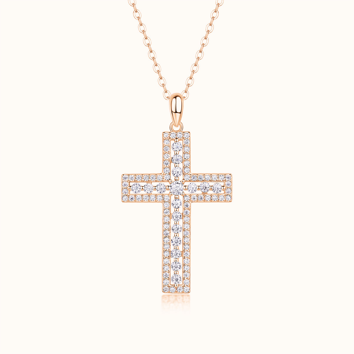 Round Moissanite Cross Pendant Necklace - Ceerom