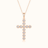 Round Moissanite Cross Pendant Wedding Necklace