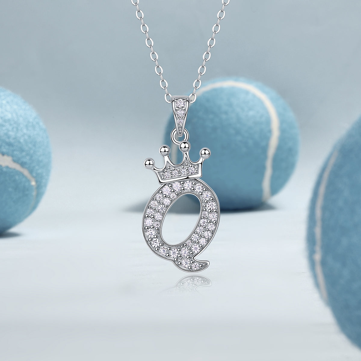 Crown 26 English Letters Full Moissanite Pendant Necklace Free choice - Ceerom