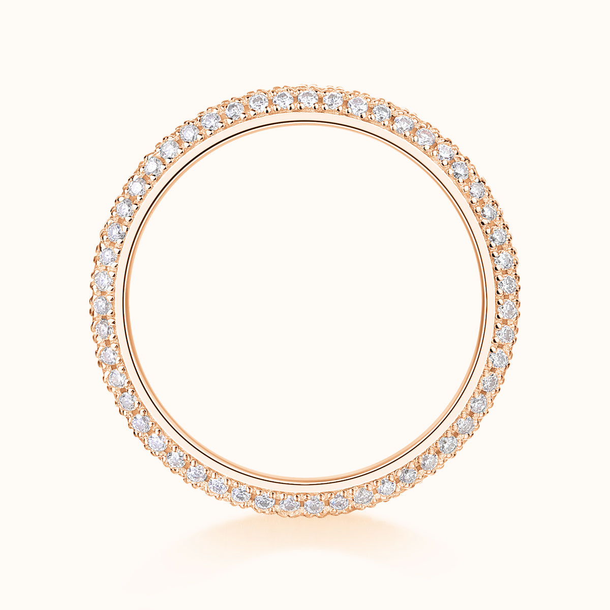 Round Moissanite Pave Wedding Band Ring - Ceerom