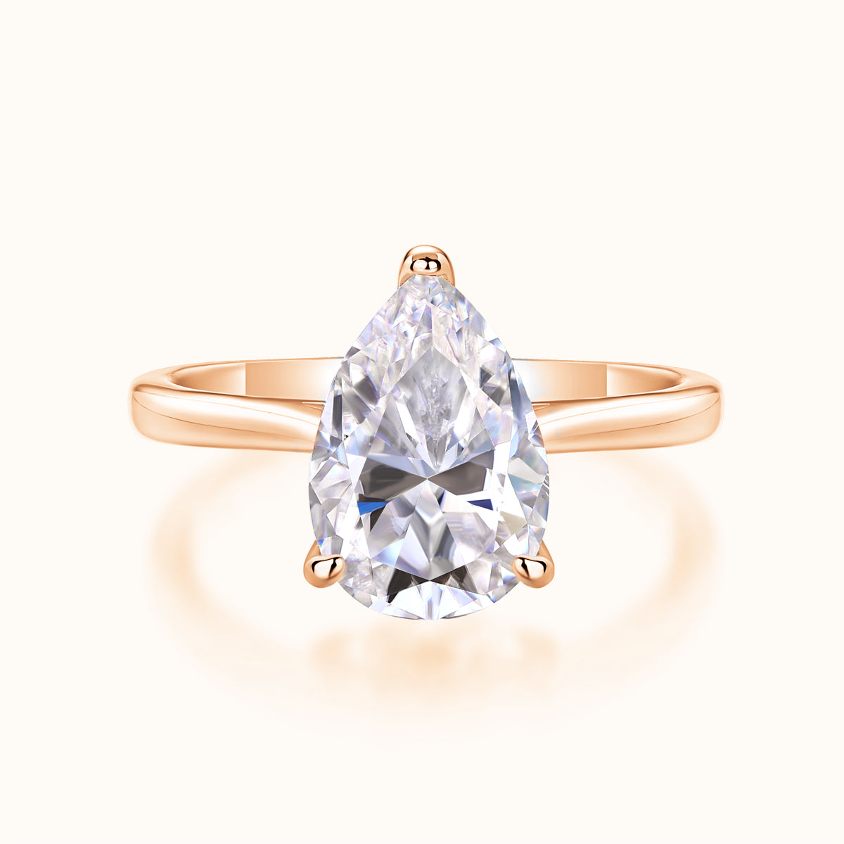 4.0ct Pear Shaped Moissanite Solitaire Ring - Ceerom