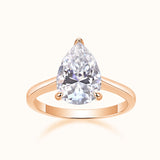 Solitaire Pear Shaped Moissanite Ring - Rose Gold Plated - Ceerom