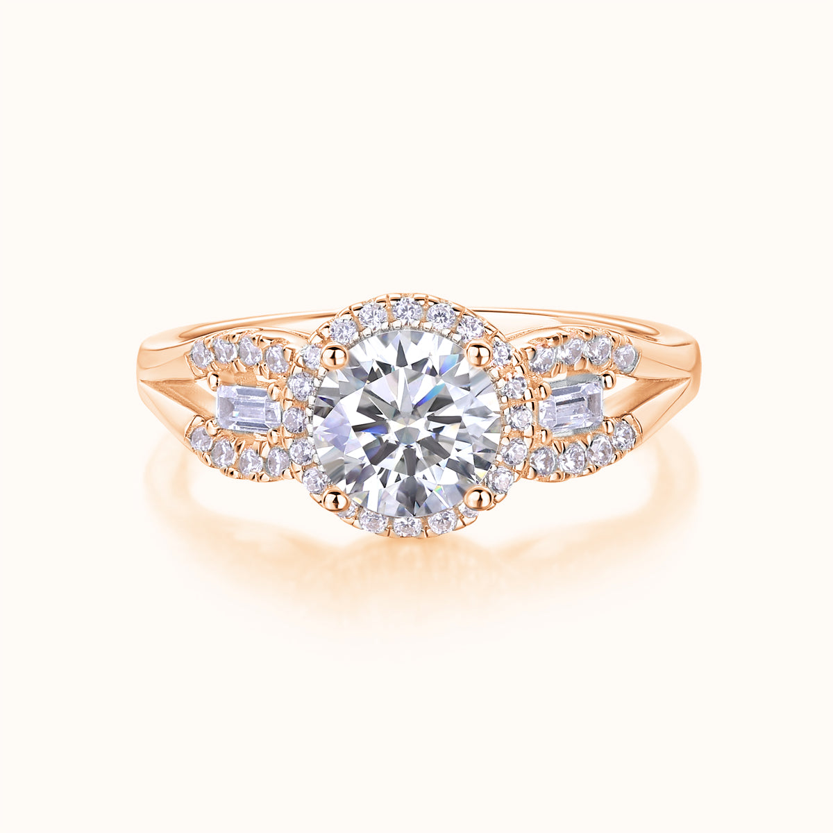 Halo Round Cut Moissanite Engagement Ring - Ceerom