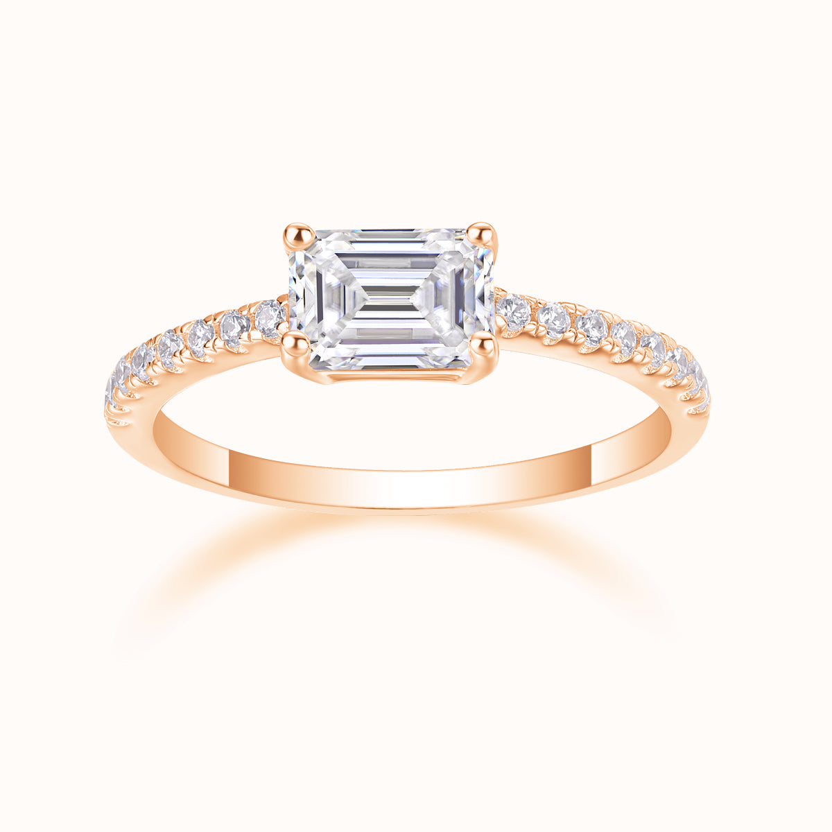 Emerald Cut Moissanite Ring - Ceerom