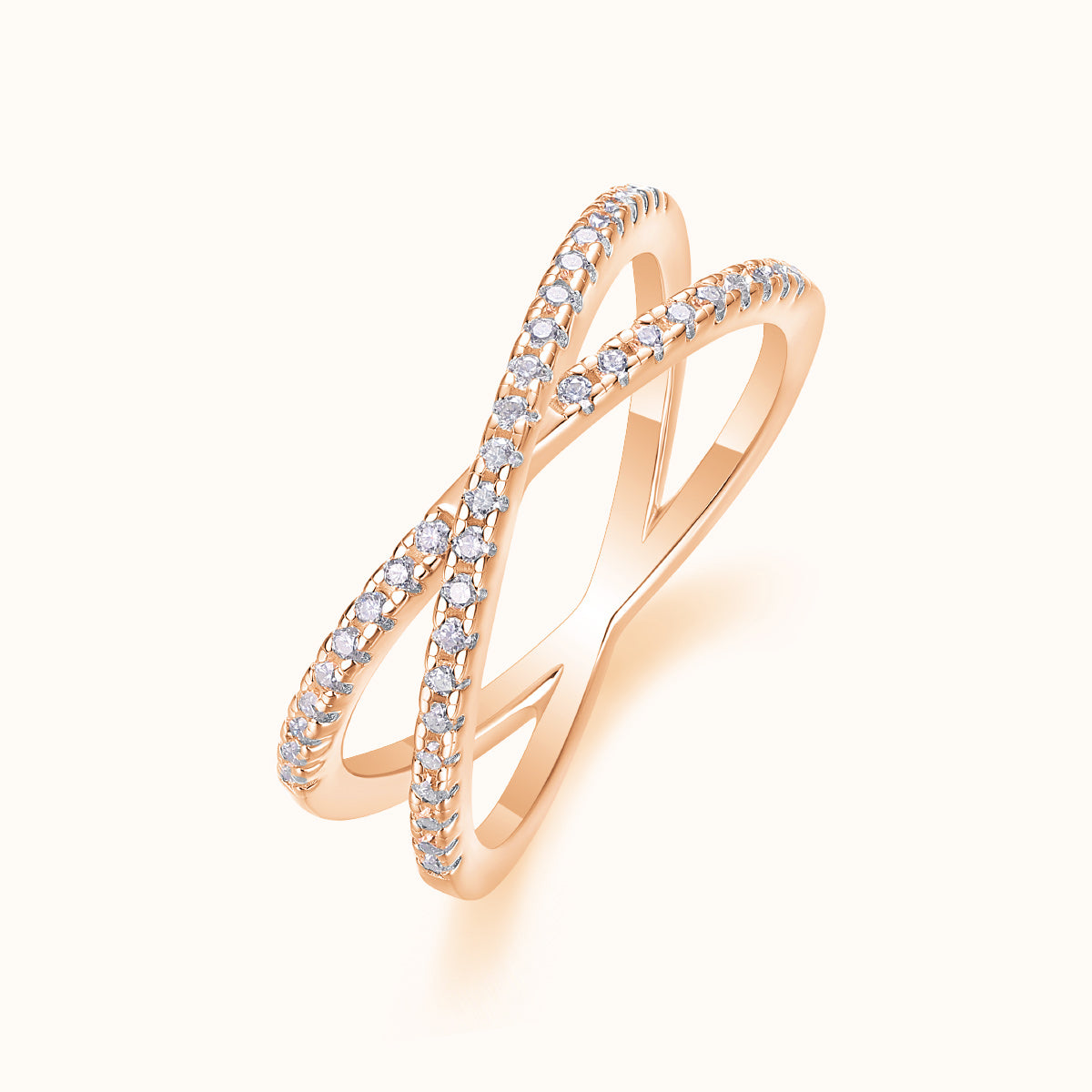 Moissanite Open Crossover Wedding Band - Ceerom