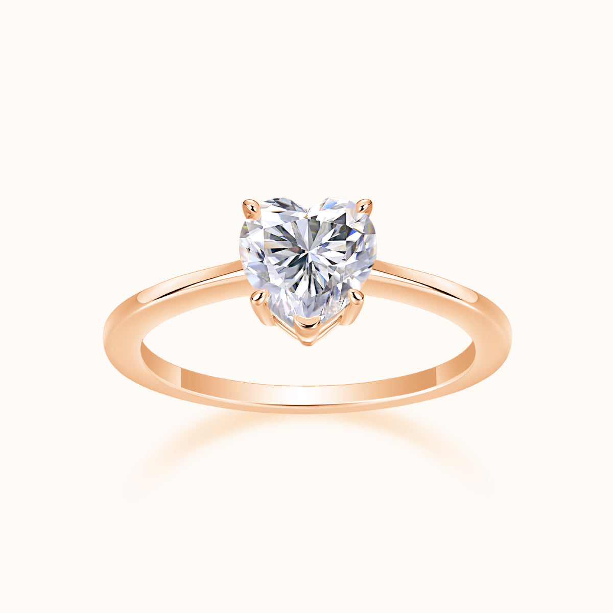 Solitaire Heart Cut Moissanite Ring - Ceerom