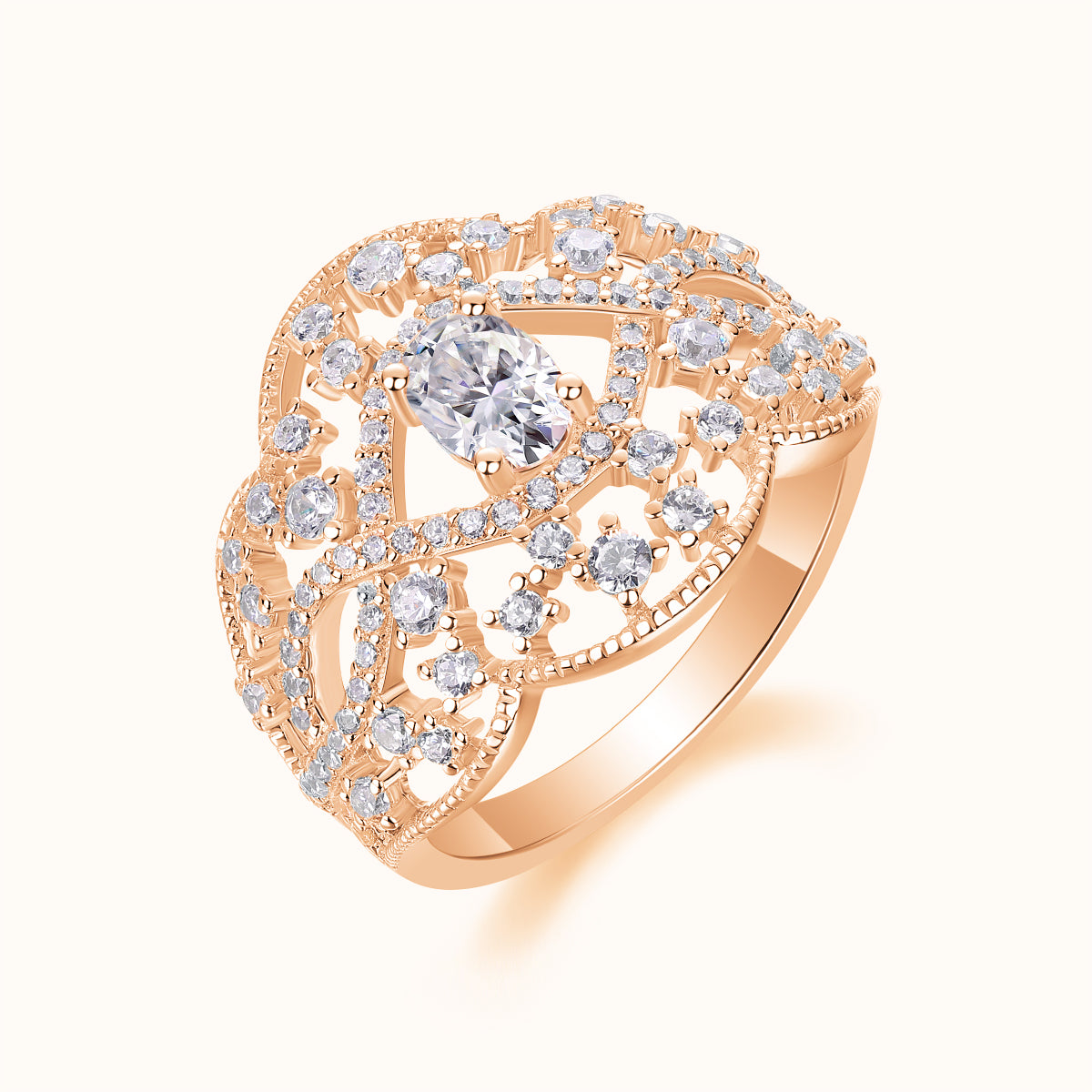 Oval Cut Crown Engagement Ring - Ceerom