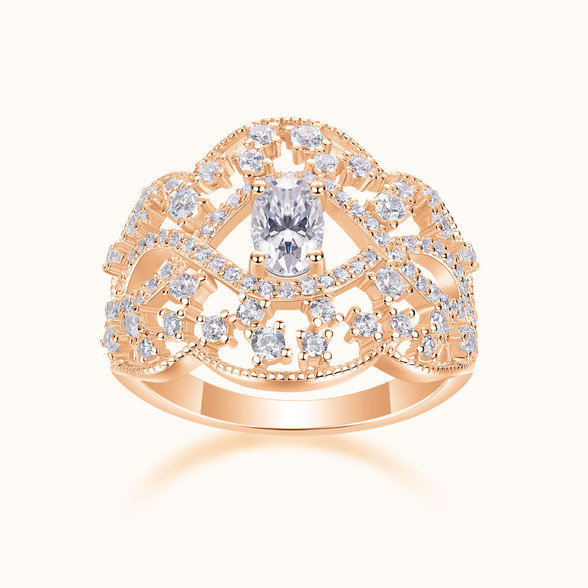 Oval Cut Crown Engagement Ring - Ceerom