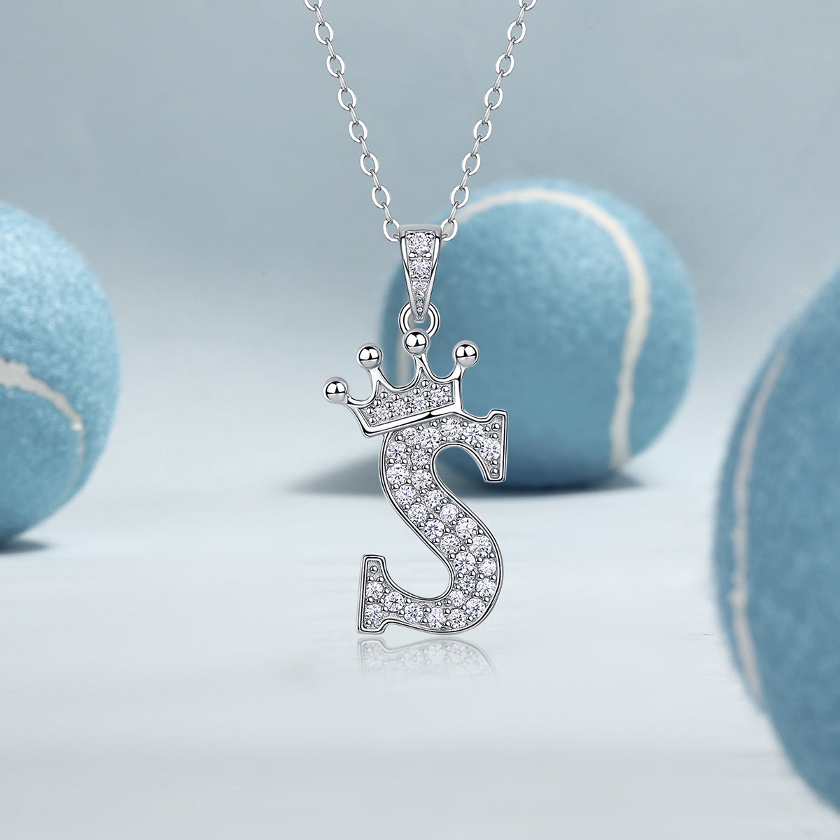 Crown 26 English Letters Full Moissanite Pendant Necklace Free choice - Ceerom